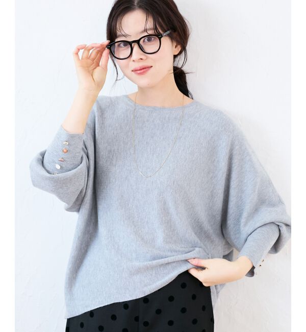  「《手洗い可能》ジュエリーボタンスリーブニット」|ニット・セーター|