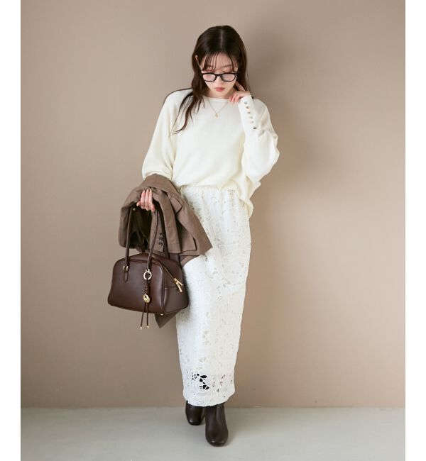  「《手洗い可能》ジュエリーボタンスリーブニット」|ニット・セーター|