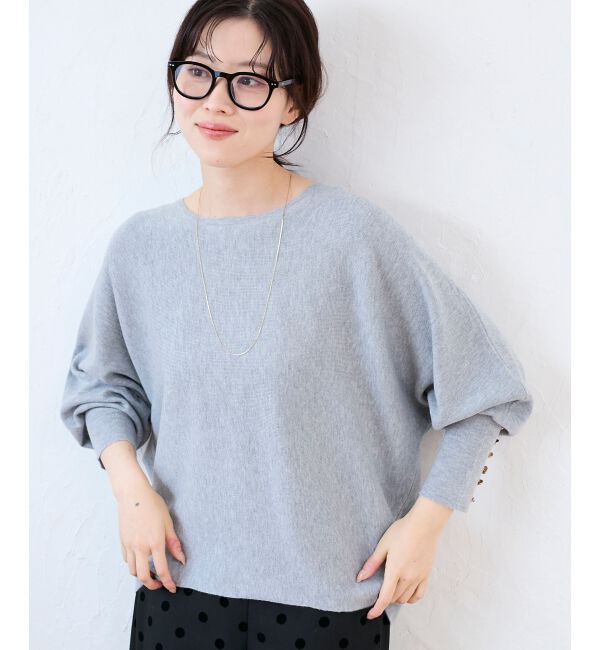  「《手洗い可能》ジュエリーボタンスリーブニット」|ニット・セーター|