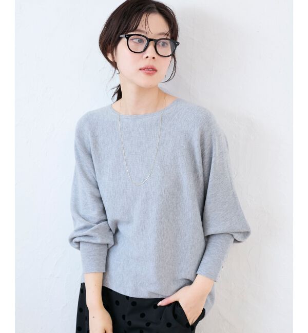  「《手洗い可能》ジュエリーボタンスリーブニット」|ニット・セーター|