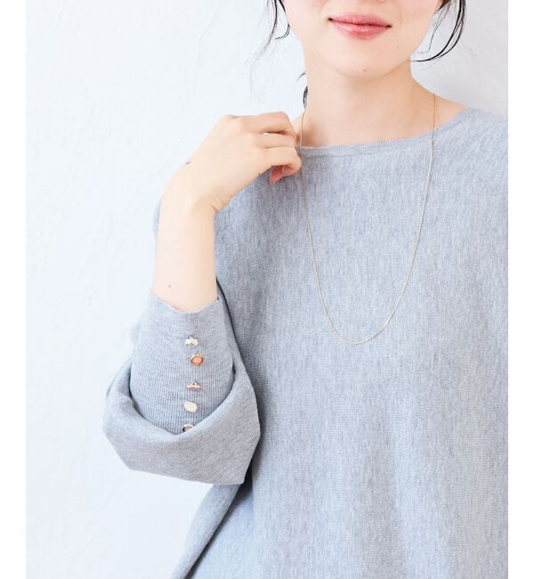  「《手洗い可能》ジュエリーボタンスリーブニット」|ニット・セーター|