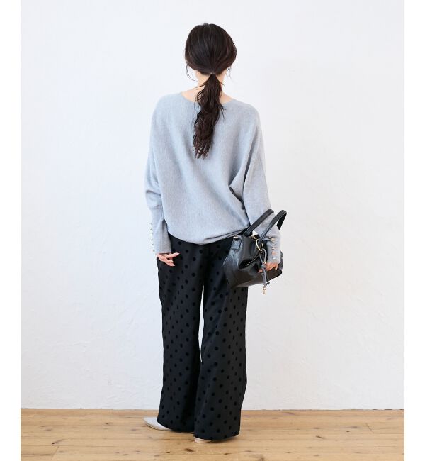  「《手洗い可能》ジュエリーボタンスリーブニット」|ニット・セーター|