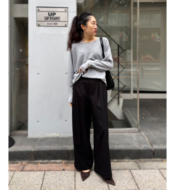  「《手洗い可能》ジュエリーボタンスリーブニット」|ニット・セーター|