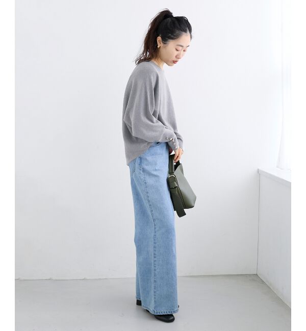  「《手洗い可能》ジュエリーボタンスリーブニット」|ニット・セーター|