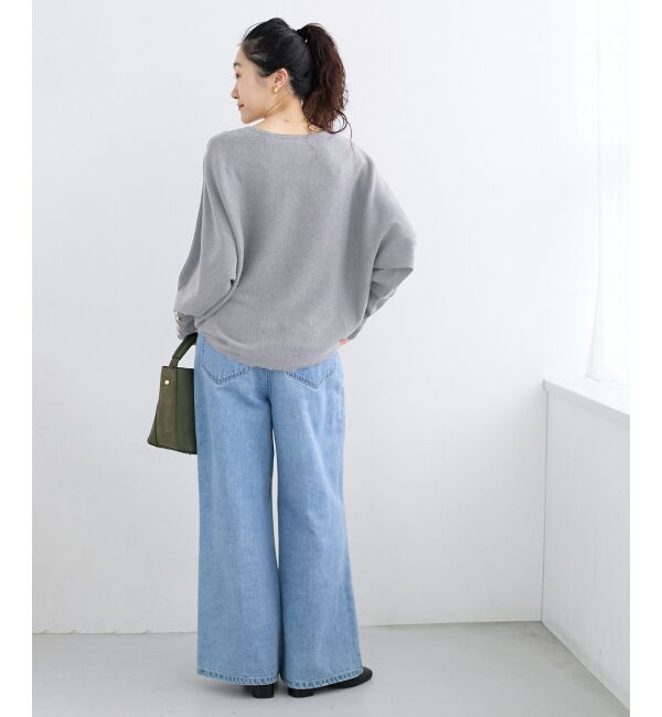  「《手洗い可能》ジュエリーボタンスリーブニット」|ニット・セーター|