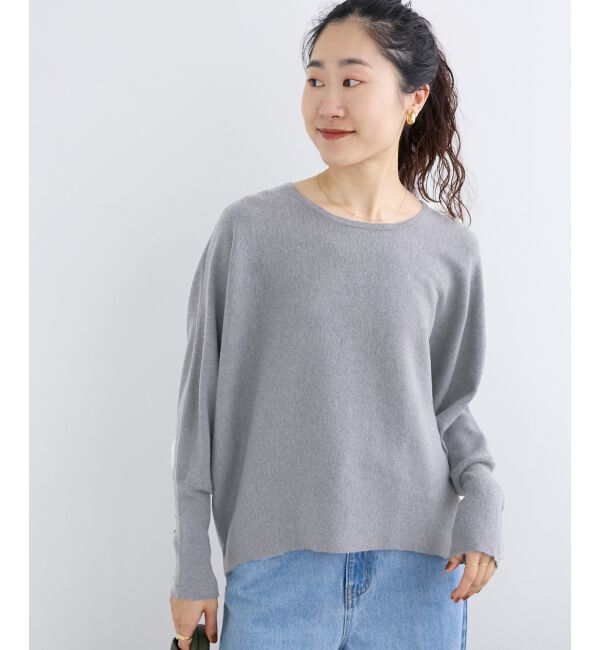  「《手洗い可能》ジュエリーボタンスリーブニット」|ニット・セーター|