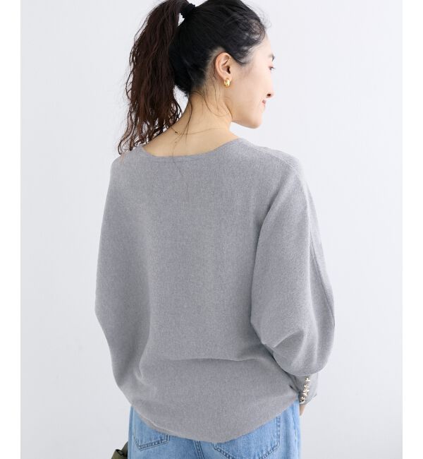  「《手洗い可能》ジュエリーボタンスリーブニット」|ニット・セーター|