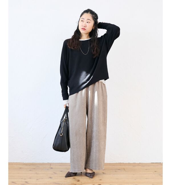  「《手洗い可能》ジュエリーボタンスリーブニット」|ニット・セーター|