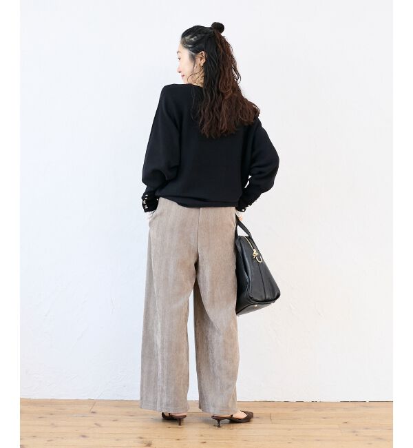  「《手洗い可能》ジュエリーボタンスリーブニット」|ニット・セーター|