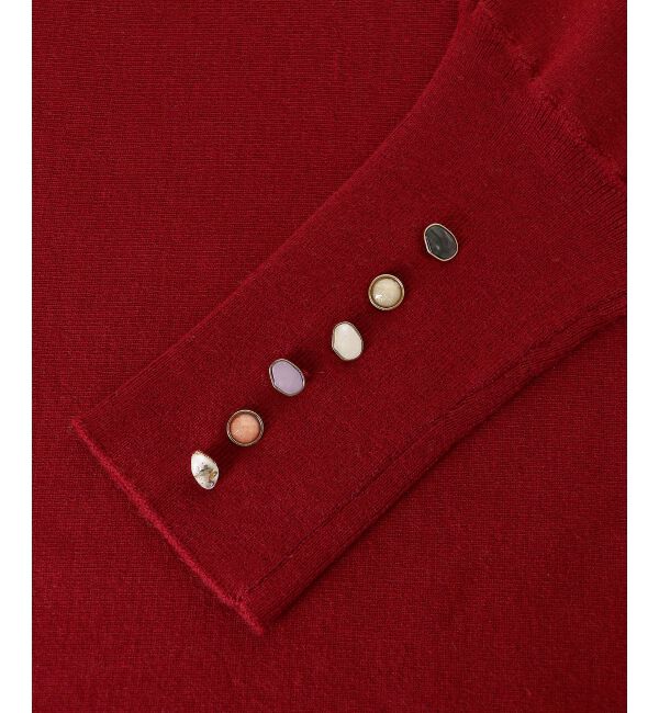  「《手洗い可能》ジュエリーボタンスリーブニット」|ニット・セーター|