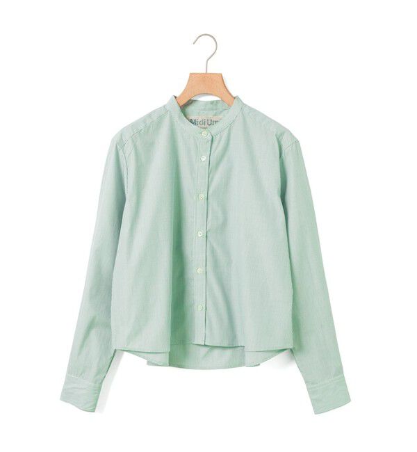 MidiUmi「MidiUmi パターンショートシャツ」|シャツ・ブラウス|グリーンストライプ