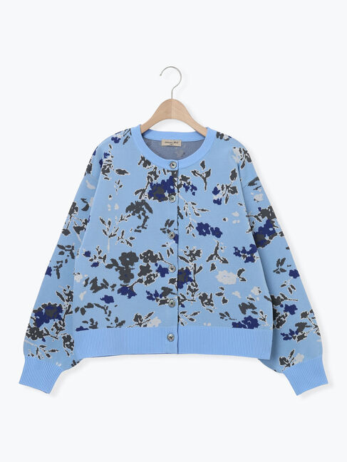 Samansa Mos2「花柄スポンディッシュニットカーディガン」|カーディガン|サックスブルー