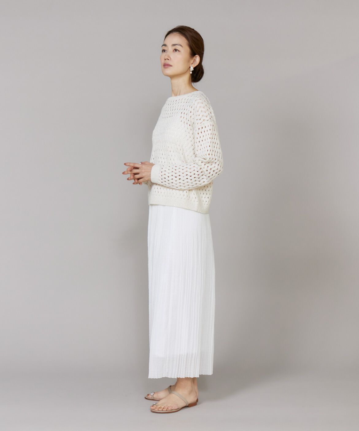 Le Souk「《大きいサイズ》透かし柄ボートネックプルオーバー」|ニット・セーター|