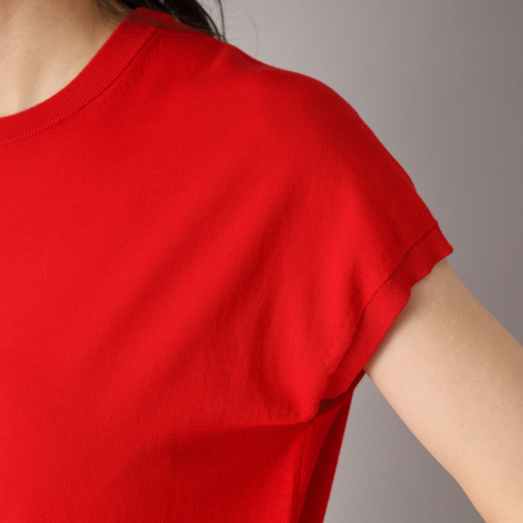 DRESSTERIOR「【定番/洗える】コットンシルク混フレンチスリーブニット」|ニット・セーター|