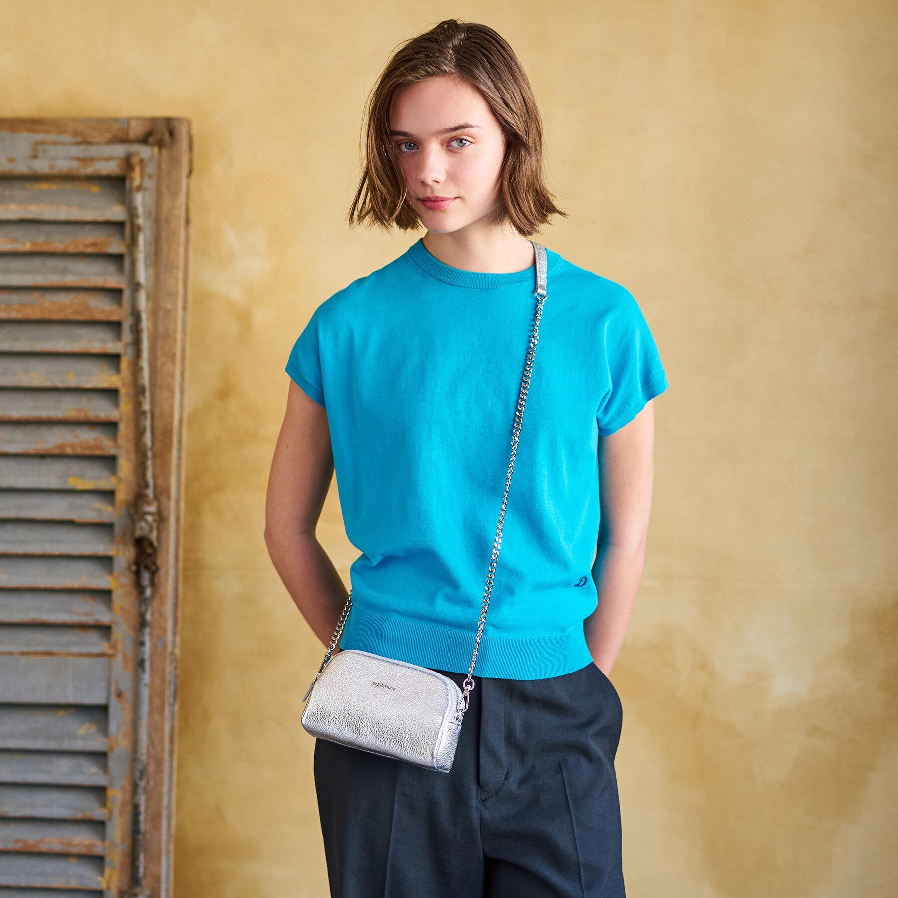 DRESSTERIOR「【定番/洗える】コットンシルク混フレンチスリーブニット」|ニット・セーター|