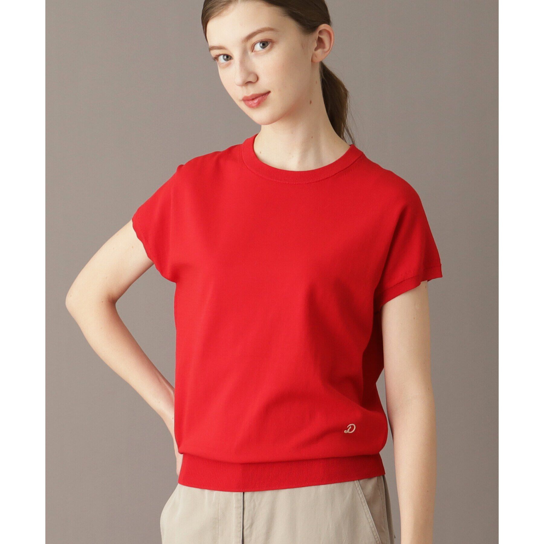 DRESSTERIOR「【定番/洗える】コットンシルク混フレンチスリーブニット」|ニット・セーター|