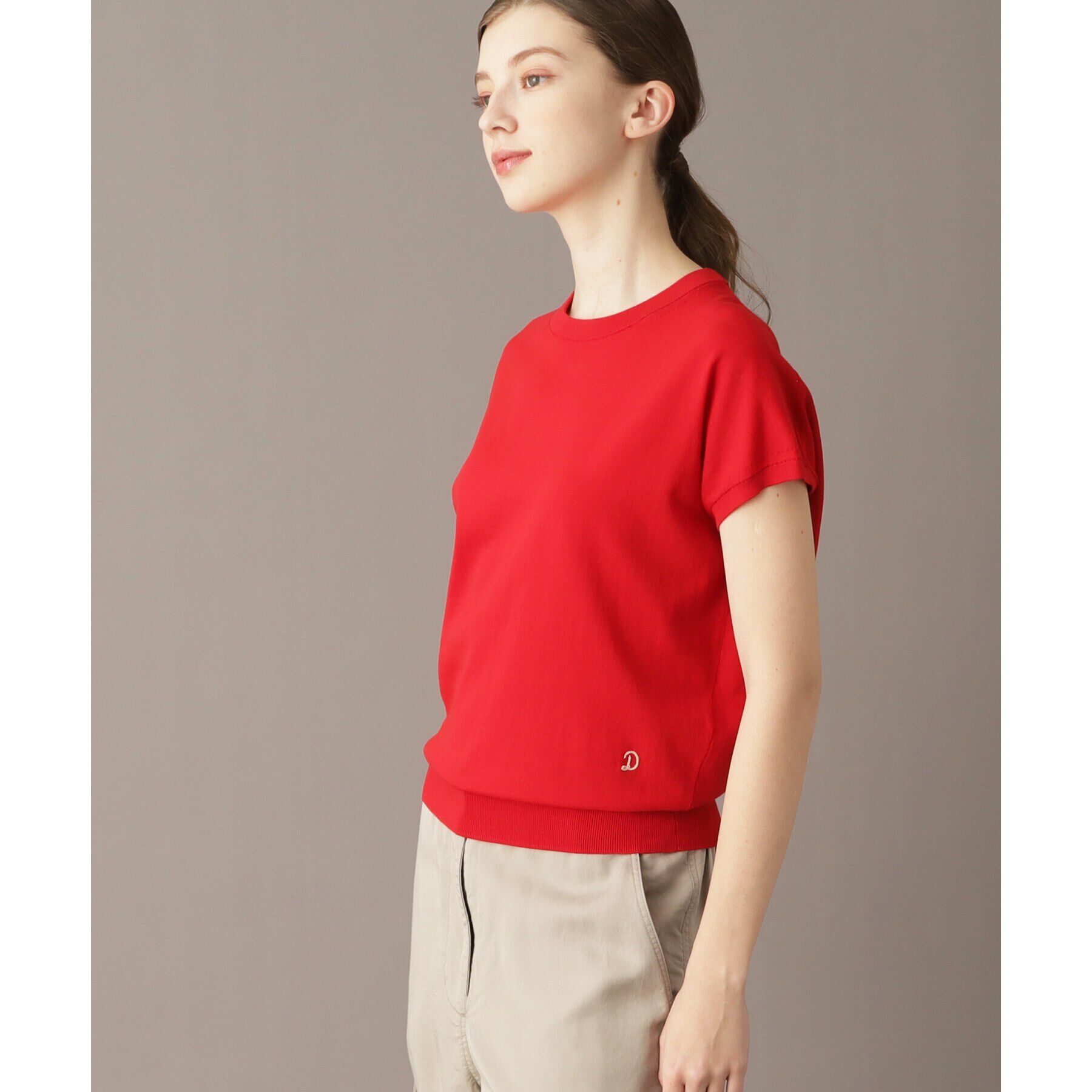 DRESSTERIOR「【定番/洗える】コットンシルク混フレンチスリーブニット」|ニット・セーター|