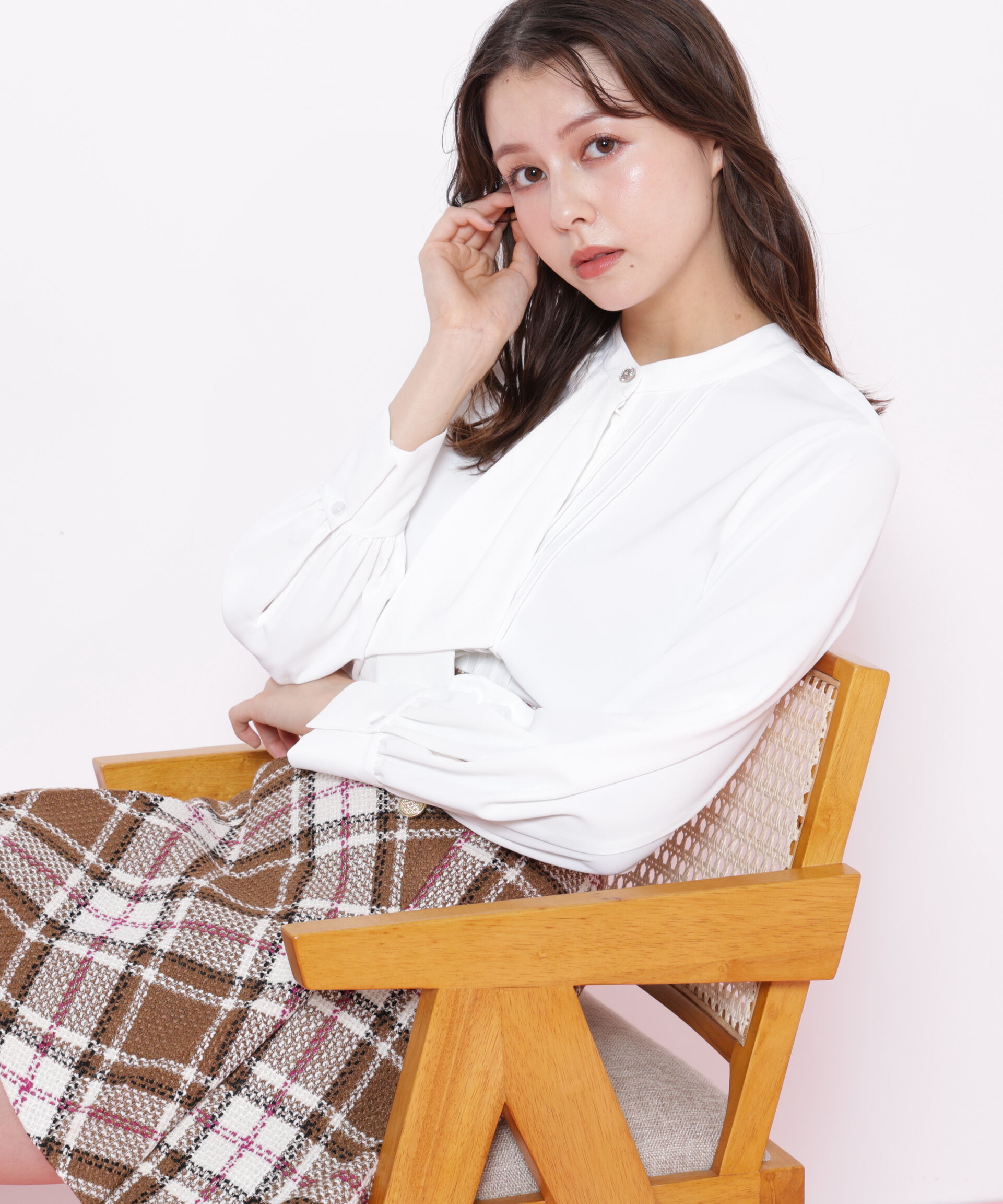  「ドレープピンタックブラウス」|シャツ・ブラウス|ホワイト