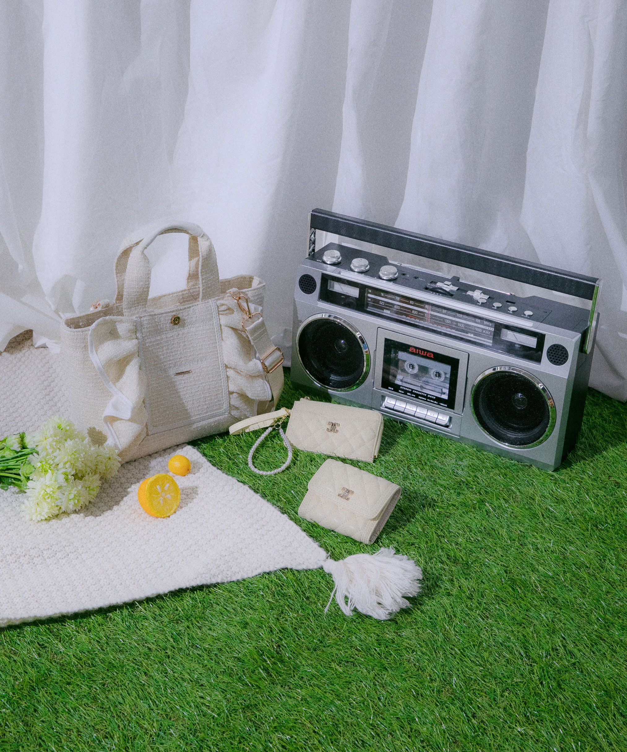  「パステルツイードフレームフリルトートバッグ」|その他|