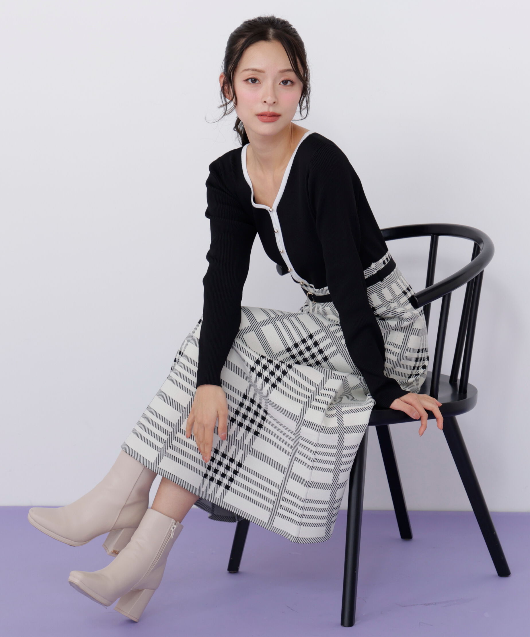  「チェックニットワンピース」|ワンピース|