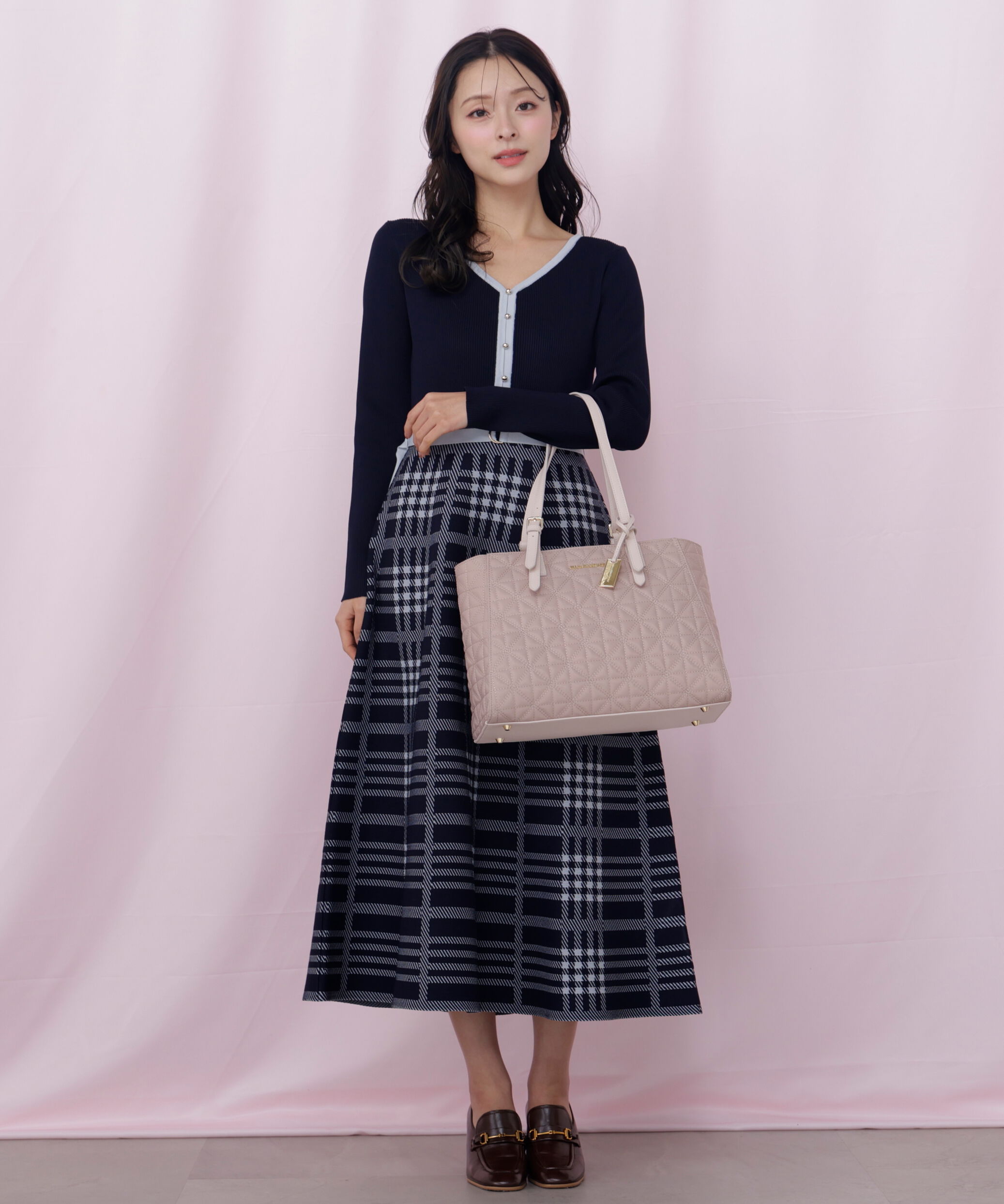  「チェックニットワンピース」|ワンピース|