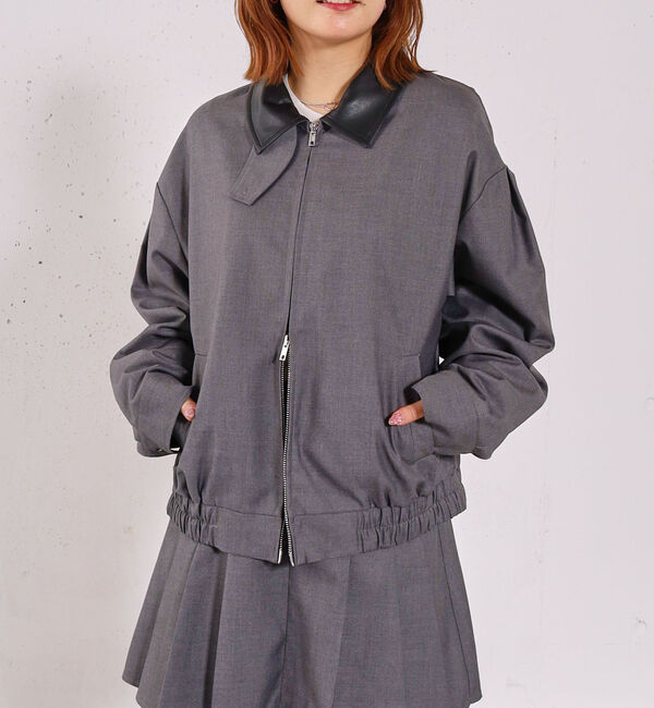 archives「２ｗａｙレザーカラーブルゾン」|テーラードジャケット|CHARCOAL GRAY