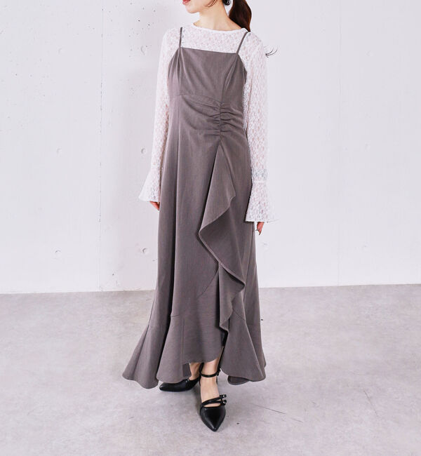 archives「ラッフルチェックキャミワンピース」|ワンピース|GRAY