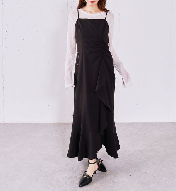 archives「ラッフルチェックキャミワンピース」|ワンピース|BLACK