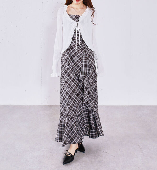 archives「ラッフルチェックキャミワンピース」|ワンピース|WHITE/BLACK