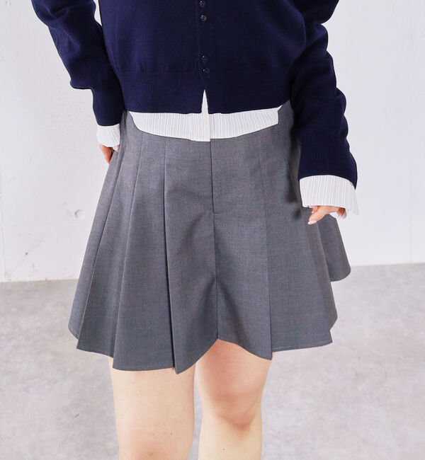 archives「ベルト付きプリーツミニＳＫ」|スカート|GRAY
