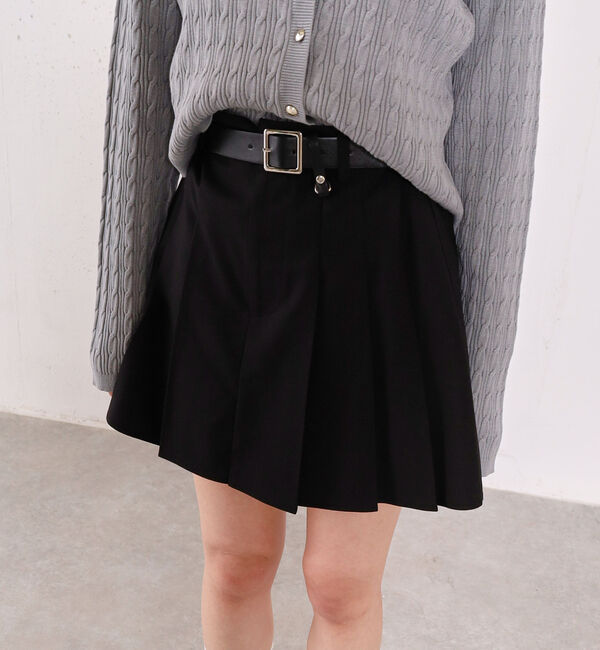 archives「ベルト付きプリーツミニＳＫ」|スカート|BLACK
