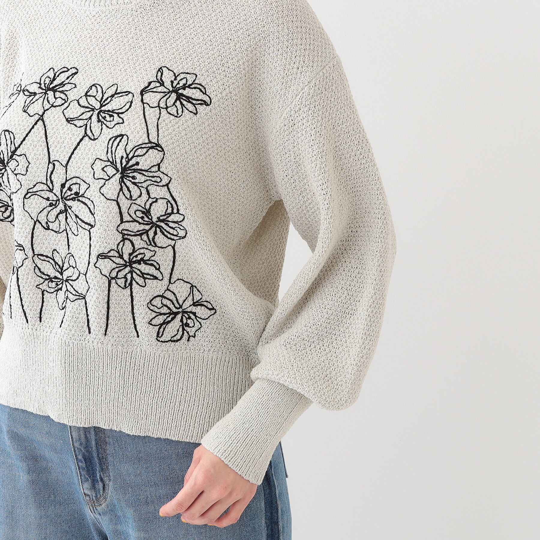 SHOO･LA･RUE「【S-LL】花柄刺繍ブークレニット」|ニット・セーター|