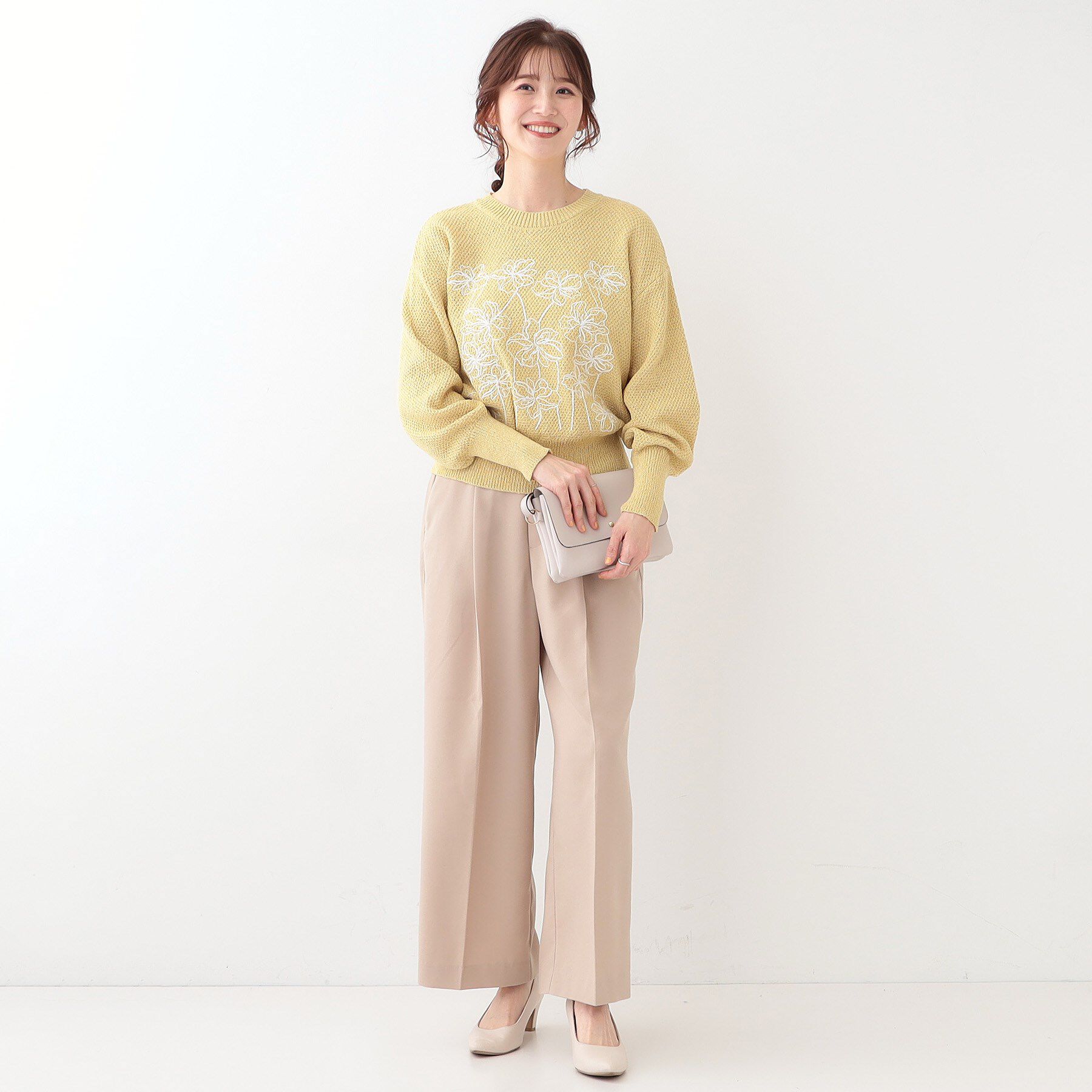 SHOO･LA･RUE「【S-LL】花柄刺繍ブークレニット」|ニット・セーター|