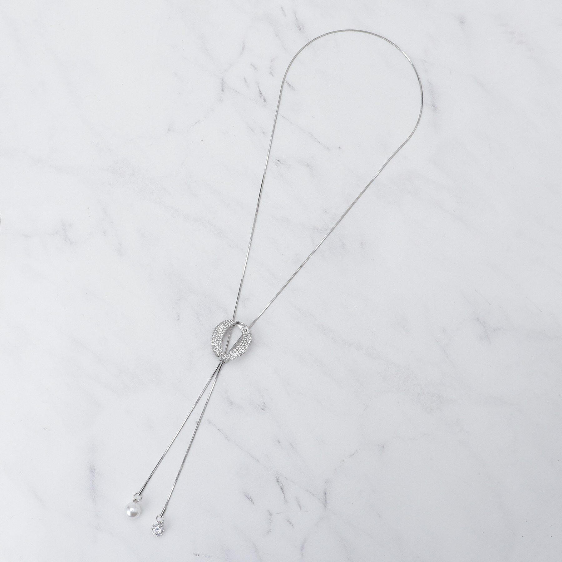 SHOO･LA･RUE「キラキラループタイネックレス」|ネックレス|シルバー(006)