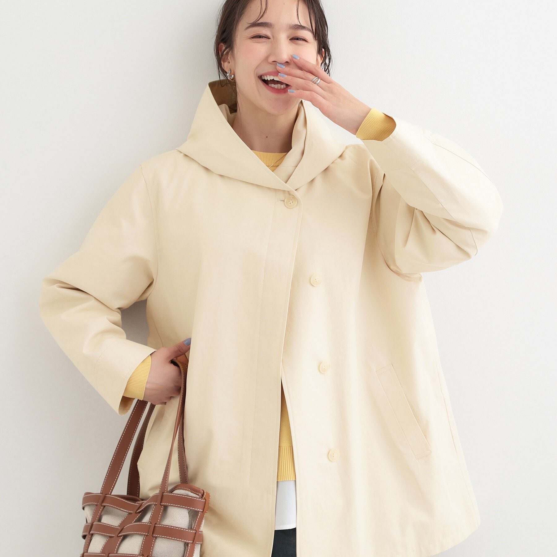 SHOO･LA･RUE「【防花粉/S-LL】ゆったり着られる 大人のテントフーディージャケット」|その他|ベージュ(052)