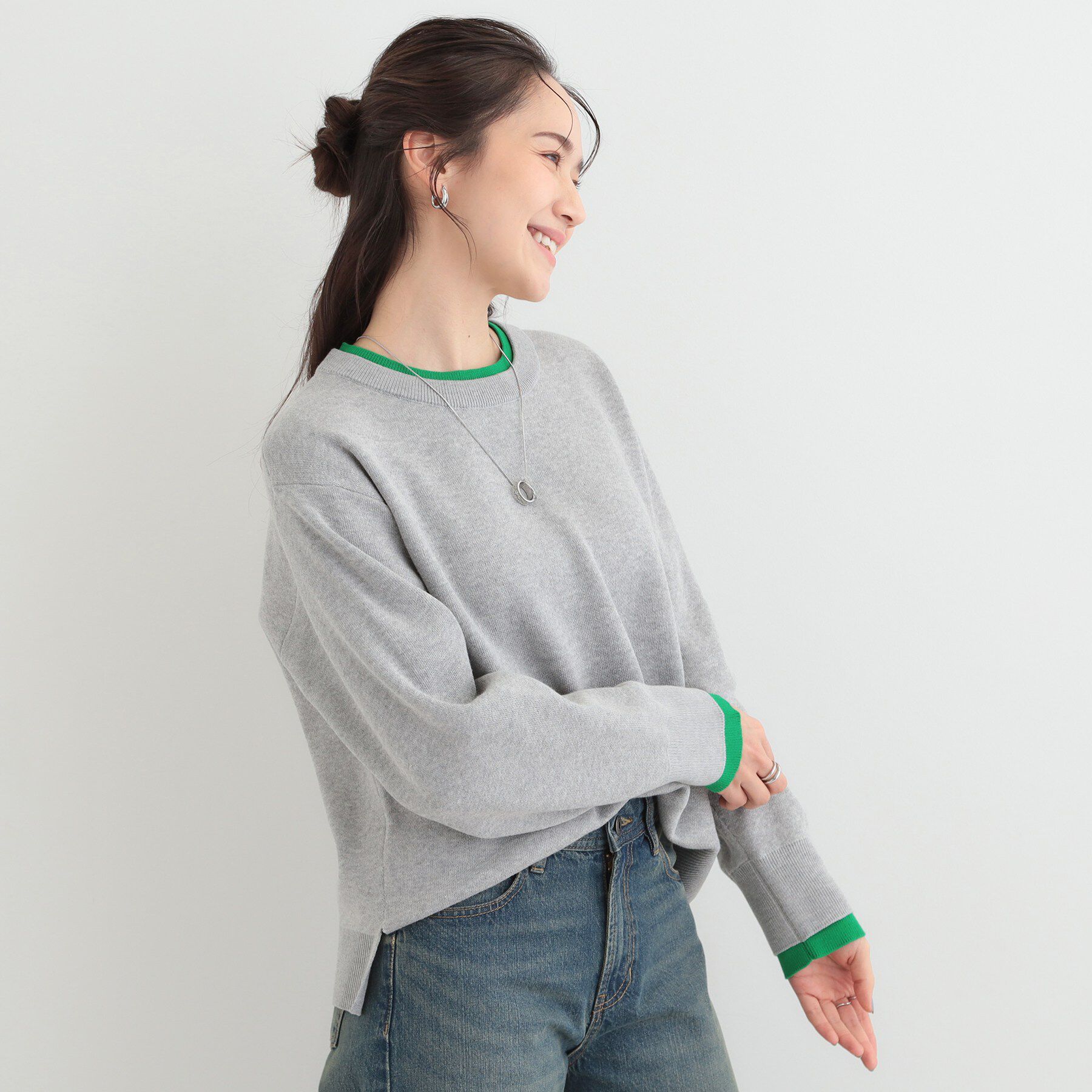 SHOO･LA･RUE「配色が上品 スウェットライクニット」|ニット・セーター|