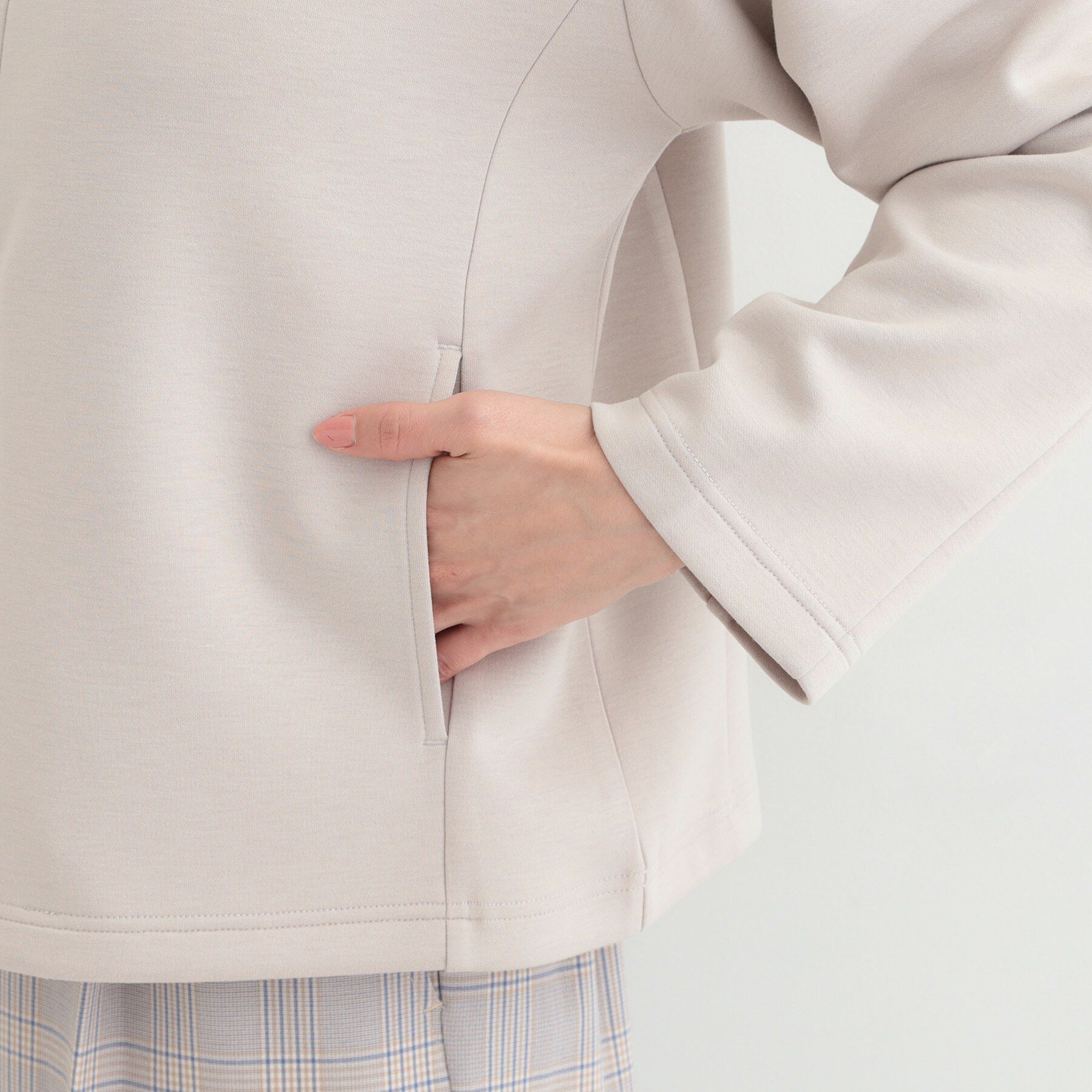 SHOO･LA･RUE「【セットアップ可能／S－LL／なめらかタッチ】ノーカラージップブルゾン」|ブルゾン・スタジャン|