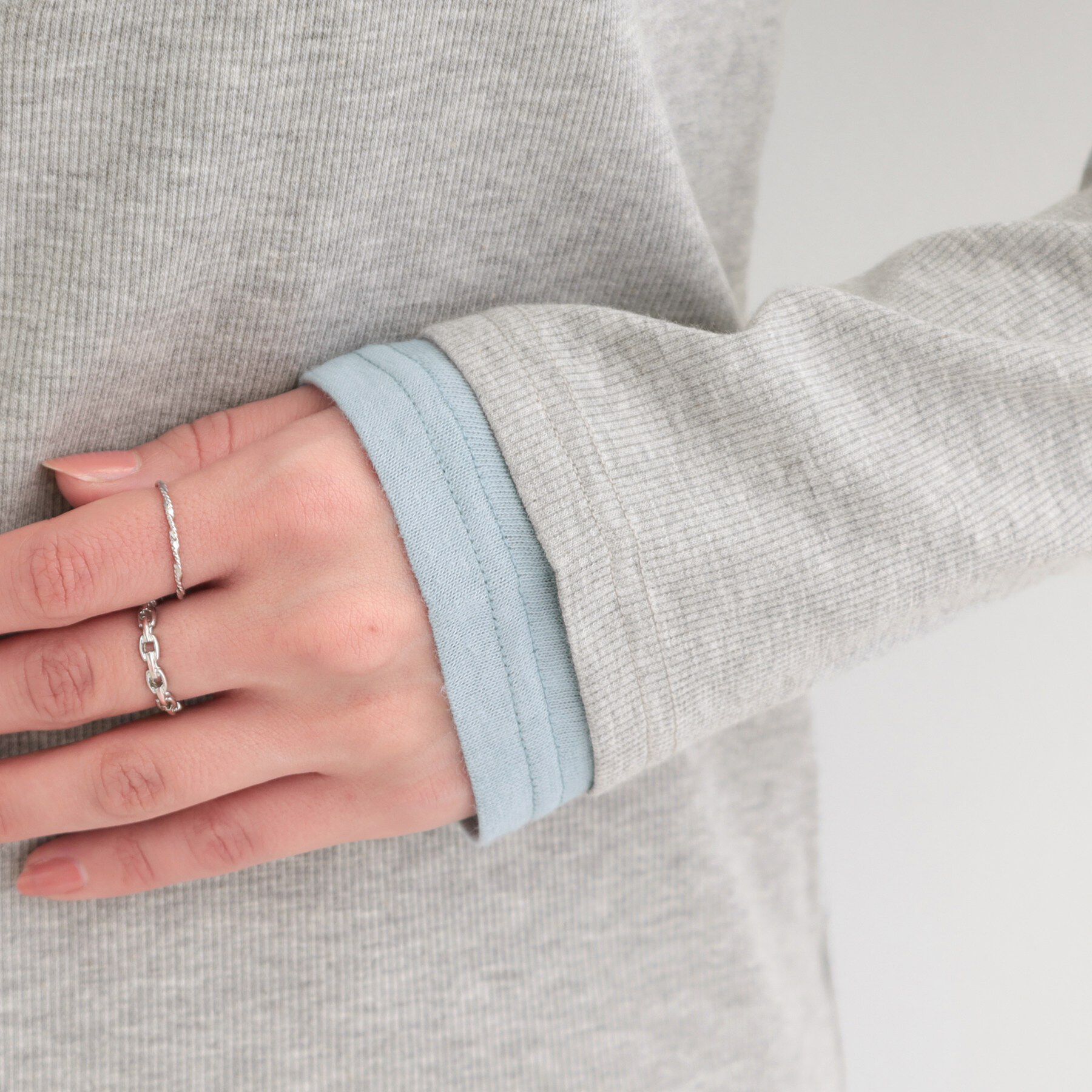 SHOO･LA･RUE「1枚でもサマになる！ レイヤード風配色 ヘンリーネック テレコロンT」|Tシャツ・カットソー|