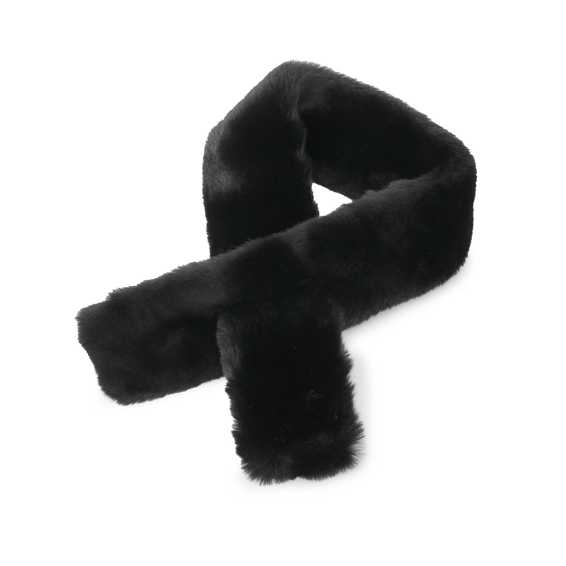 ITS&rsquo;DEMO「【6色展開】ミニファーマフラー」|ストール|ブラック(019)