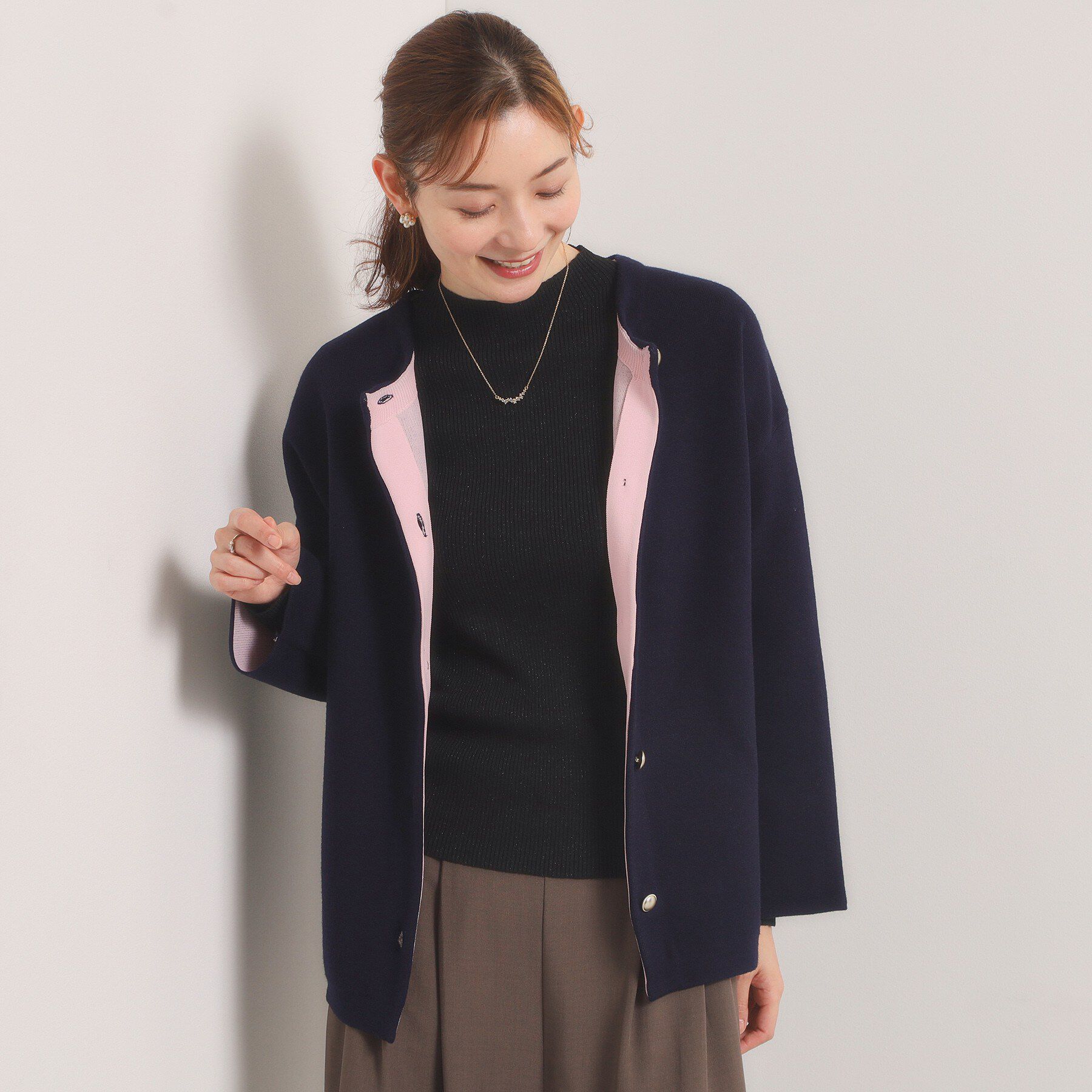 ITS&rsquo;DEMO「【手洗い可】Wフェイスニットコーディガン」|カーディガン|