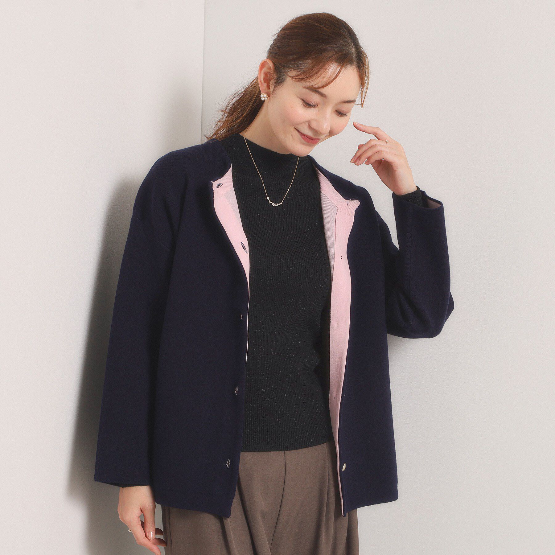 ITS&rsquo;DEMO「【手洗い可】Wフェイスニットコーディガン」|カーディガン|