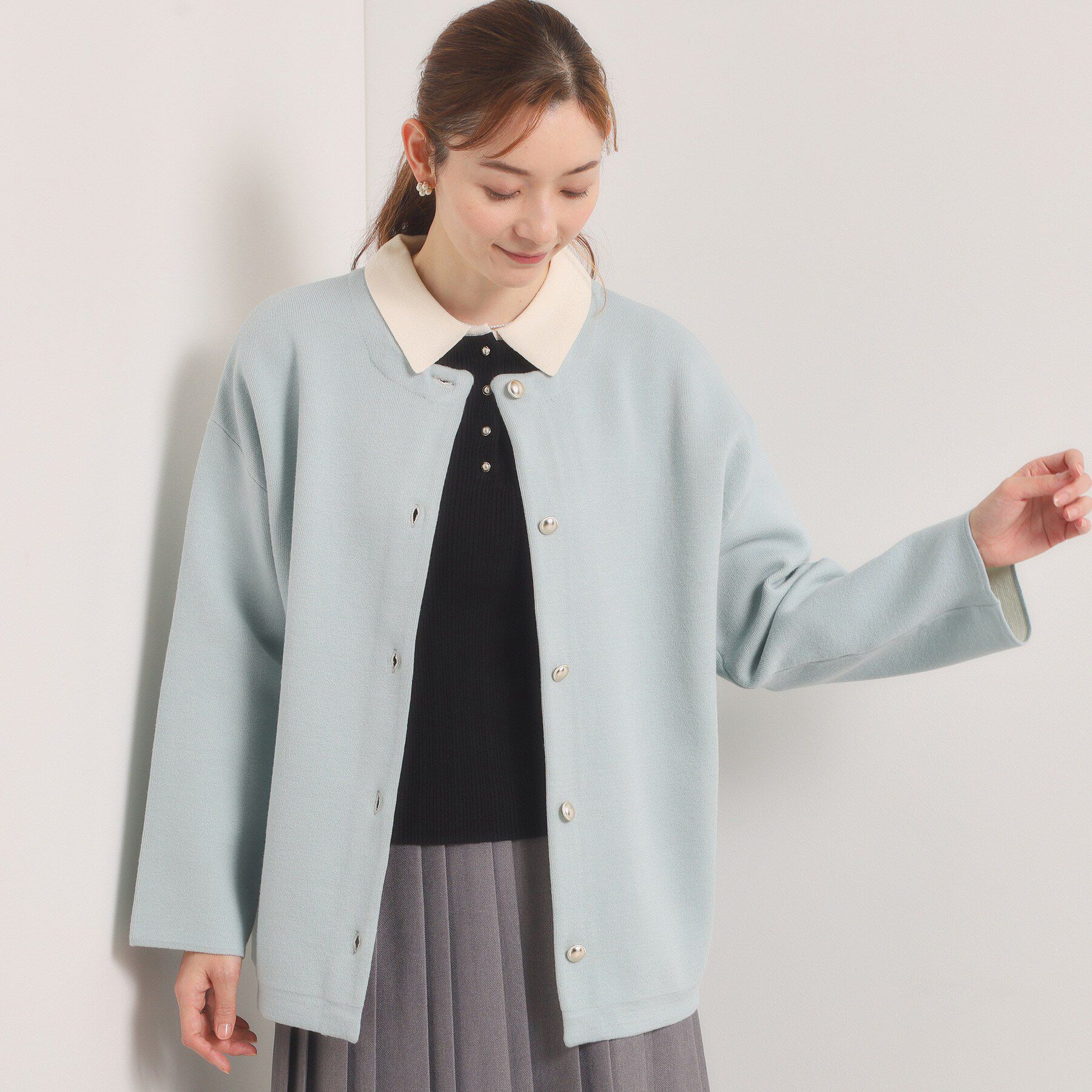 ITS&rsquo;DEMO「【手洗い可】Wフェイスニットコーディガン」|カーディガン|サックスブルー(09