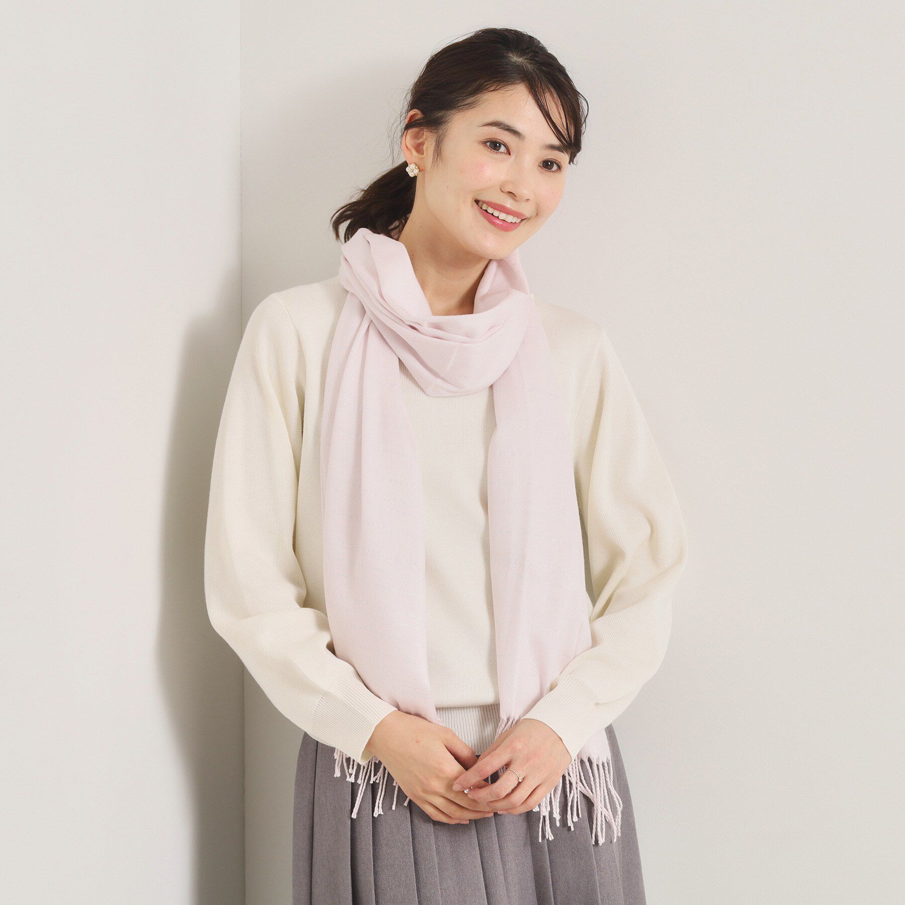 ITS&rsquo;DEMO「【手洗い可】ラメボーダーストール」|ストール|