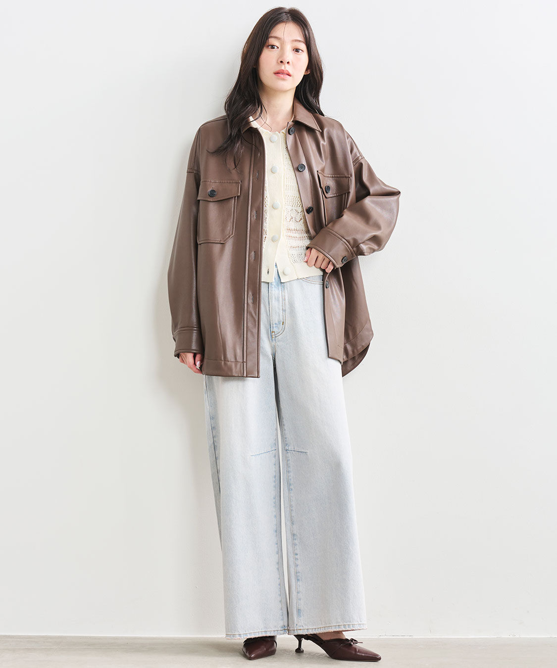 COCO DEAL「シャツライクレザーブルゾン」|ブルゾン・スタジャン|