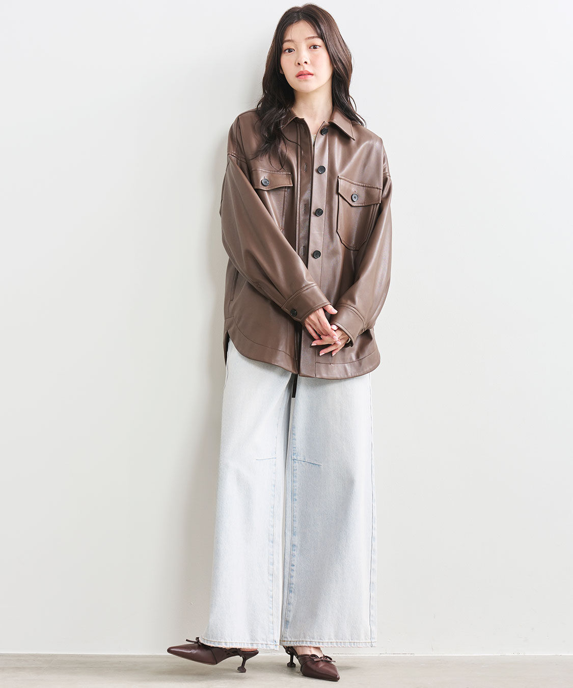 COCO DEAL「シャツライクレザーブルゾン」|ブルゾン・スタジャン|