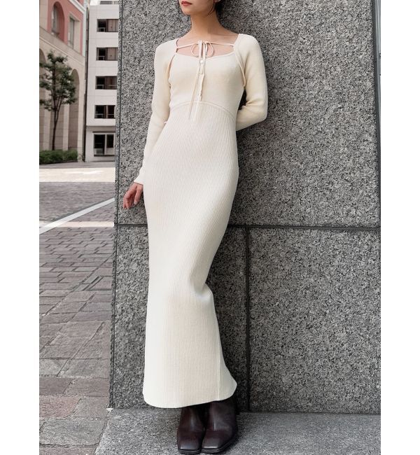 RESEXXY「リボンデザインニットワンピース」|ワンピース|アイボリー