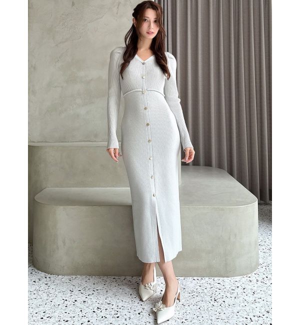 RESEXXY「ゴールドボタンタイトニットワンピース」|ワンピース|