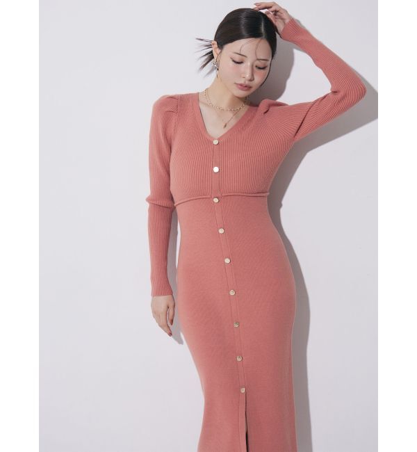 RESEXXY「ゴールドボタンタイトニットワンピース」|ワンピース|