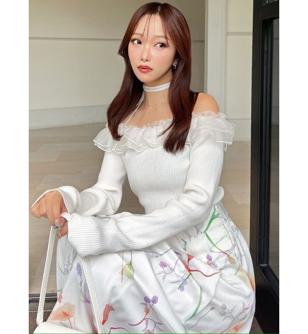 RESEXXY「シアーコンビオフショルニットトップス」|ニット・セーター|