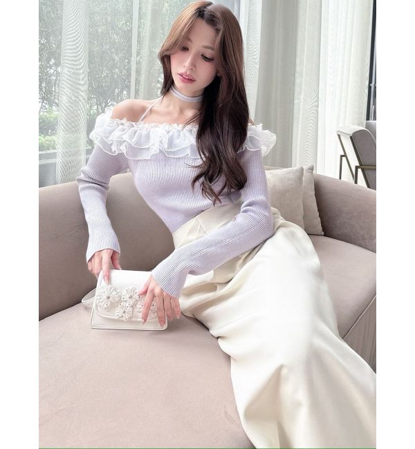 RESEXXY「シアーコンビオフショルニットトップス」|ニット・セーター|